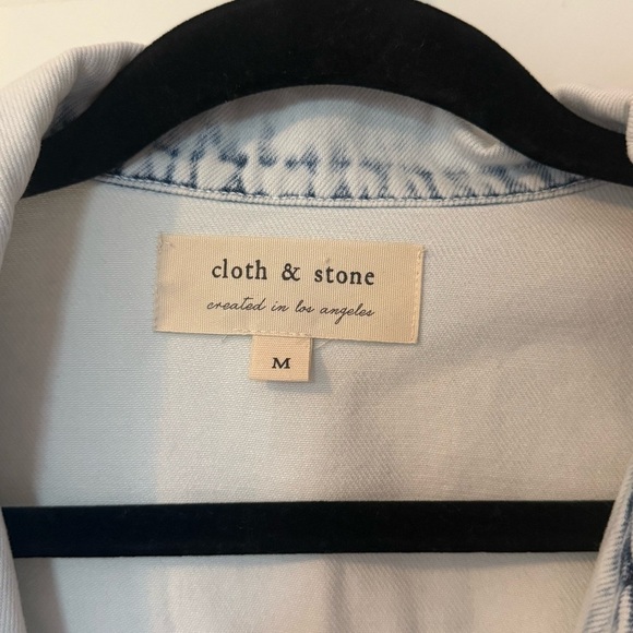 Cloth & Stone Acid Wash Cotton/Lyocell "Denim" Jacket Sz Medium 80s Boho Western - Picture 2 of 8